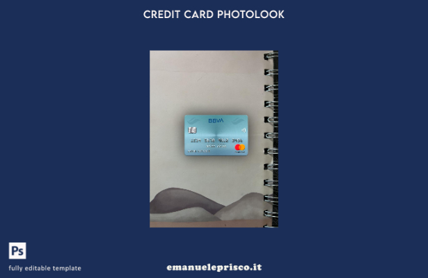 modello frontale photolook con mastercard bancaria Venezuela BBVA in stile verif